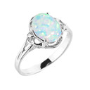White Gold Opal Birthstone Promise Ring