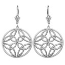 Sterling Silver Triquetra Trinity Celtic Knot Circle Drop Earring Set  (Large)