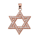 Rose Gold Diamond Jewish Star of David Pendant Necklace