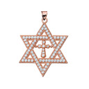 Rose Gold Diamond Judaeo-Christian Pendant Necklace ( 1.4" )