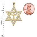 Yellow Gold Judaeo-Christian Pendant Necklace ( 1.4" )