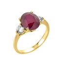 Yellow Gold Ruby (LCR) and White Topaz Gemstone Engagement Ring