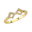 Gold Mirrored Open Diamond Ring