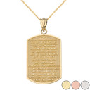 Our Father Prayer Pendant Necklace in Solid Gold (Yellow/Rose/White)