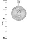 Our Lady of Guadalupe Engravable Circle Medallion Diamond Pendant Necklace (Large) in Solid Gold (Yellow/Rose/White)