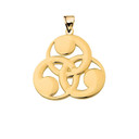 Yellow Gold Hom of Odin Symbol Pendant Necklace