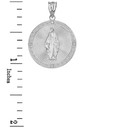 Sterling Silver Mary Mother of Jesus Circle Medallion CZ Pendant Necklace (Large)