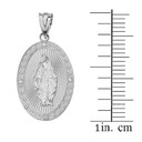 Mary Mother of Jesus Oval Medallion Diamond Pendant Necklace (Small)  in Solid Gold (Yellow/Rose/White)