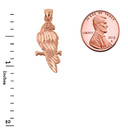 Solid Rose Gold Diamond Cut Parakeet Pendant