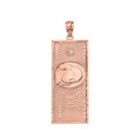 Benjamin Franklin United States American Hundred Dollar Bill  Pendant Necklace (Medium) in Solid Gold