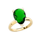 Yellow Gold Pear Shape Emerald (LCE) Engagement/Proposal Solitaire Ring