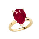 Yellow Gold Pear Shape Ruby (LCR) Engagement/Proposal Solitaire Ring