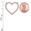 Two-Sided Statement Diamond & Beaded Heart Necklace in 14k Rose Gold