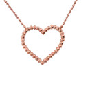 Two-Sided Statement Diamond & Beaded Heart Necklace in 14k Rose Gold