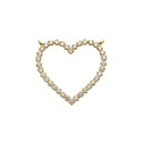 Two-Sided Statement Beaded Heart Necklace in 14k Yellow Gold