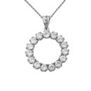 Elegant Reversible Circle Pendant Necklace in White Gold