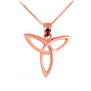 Solid Rose Gold Celtic Trinity Pendant Necklace