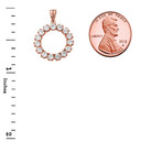 Two-Sided Statement Diamond & Beaded Circle Necklace in 14k Rose Gold