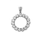 Two-Sided Statement Diamond & Beaded Circle Necklace in 14k White Gold