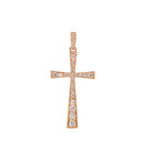 Precious Rose Gold Diamond Cross Pendant Necklace