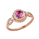 Diamond Engagement Ring Rose Gold Rope Double Infinity Center Alexandrite