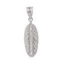 Sterling Silver Cubic Zirconia Boho Feather Pendant Necklace (Small)