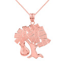 Solid Gold Hip Hop Money Tree Money Bag Pendant Necklace (Available in Yellow/Rose/White Gold)