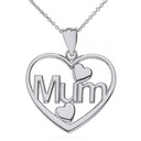 Sterling Silver Mum Hearts Pendant Necklace