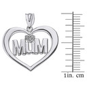 Sterling Silver Heart Outline Heart CZ Mum Pendant Necklace