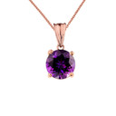 10K Rose Gold February Birthstone Amethyst (LCAM) Pendant Necklace & Earring Set