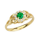 Yellow Gold  Diamond and  Emerald   Engagement/Promise Ring