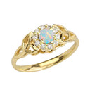 Yellow Gold  Diamond and Opal   Engagement/Promise Ring