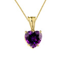 10K Yellow Gold Heart February Birthstone Amethyst (LCAM) Pendant Necklace