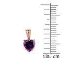 10K Rose Gold Heart February Birthstone Amethyst (LCAM) Pendant Necklace & Earring Set
