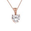 10K Rose  Gold Heart April Birthstone Cubic Zirconia (C.Z) Pendant Necklace