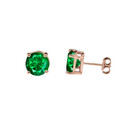 10K Rose  Gold May Birthstone Emerald (LCE) Pendant Necklace & Earring Set