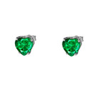 10K White Gold Heart May Birthstone Emerald  (LCE) Earrings