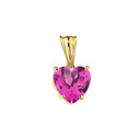 10K Yellow Gold Heart June Birthstone Alexandrite (LCAL) Pendant Necklace