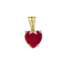 10K Yellow Gold Heart July Birthstone Ruby (LCR) Pendant Necklace
