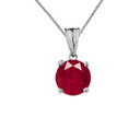 10K White Gold July Birthstone Ruby (LCR) Pendant Necklace & Earring Set