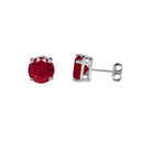 10K White Gold July Birthstone Ruby (LCR)Earrings