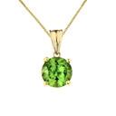 10K Yellow Gold  August Birthstone Peridot (LCP) Pendant Necklace & Earring Set