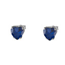 10K White Gold Heart September Birthstone Sapphire (LCS) Earrings