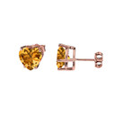 10K Rose Gold Heart November Birthstone Citrine (LCC) Earrings