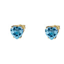 10K Yellow Gold Heart December Birthstone Blue Topaz (LCBT) Earrings