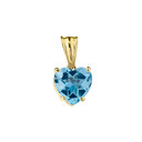 10K Yellow Gold Heart December Birthstone Blue Topaz (LCBT) Pendant Necklace