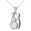 Sterling Silver Bowling Pendant Necklace