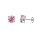 10K White Gold  October Birthstone Pink Cubic Zirconia  (LCPZ) Earrings