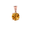 10K Rose Gold November Birthstone Citrine (LCC) Pendant Necklace