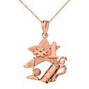 Solid Rose Gold Number One Golfer Pendant Necklace